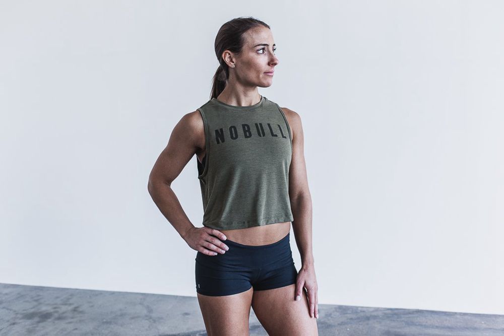 NOBULL Women's Muscle Tank Tops - Army Green - Ireland (5340XNDSQ)